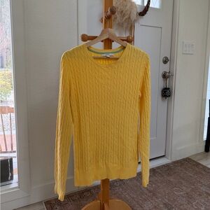 Yellow Cable Knit Crewneck Sweater - Women
